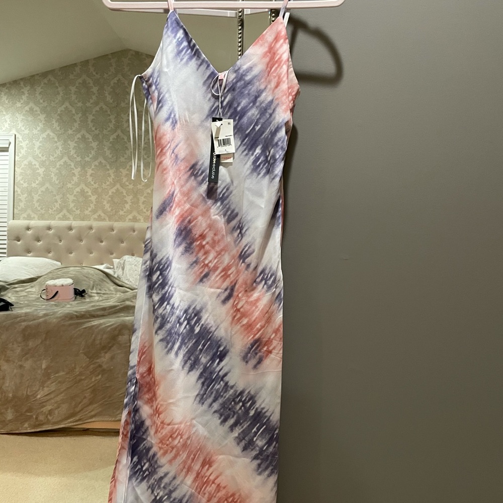 Cute tie~dye sateen midi dress